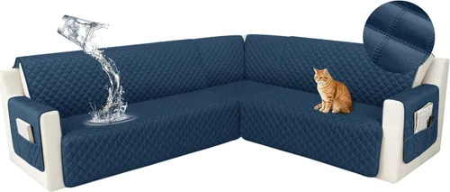 Vista 41 de HDCAXKJ Funda seccional de esquina impermeable para sofá de terciopelo en forma de L, fundas para sofá para mascotas, perros, suaves, resistentes