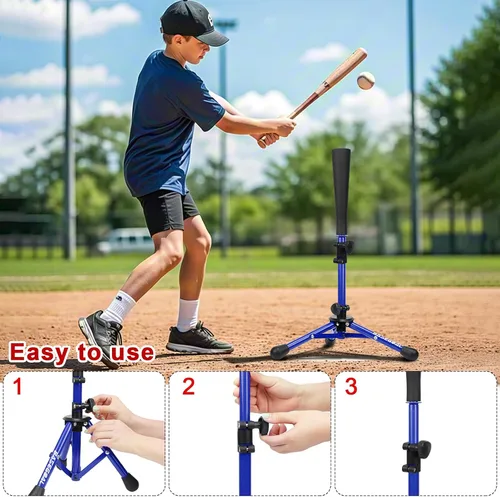 Vista 4 de BaseGoal - Tee de béisbol para niños, tee de bateo, tee de sóftbol, tee de bateo para jóvenes, tee de teeball, tee de viaje, altura fácilmente