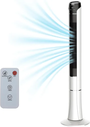 Vista 5 de Ventilador de torre de 48 pulgadas con control remoto, ventilador silencioso para dormitorio y hogar Tower fan with remote featuring 3 wind modes