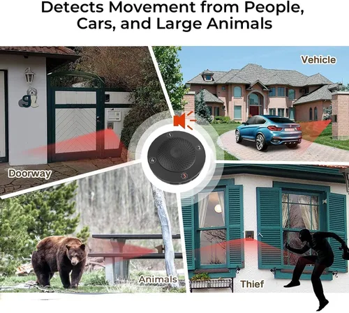 Vista 5 de Alarma de entrada inalámbrica de largo alcance solar de eMACROS para exteriores, resistente a la intemperie, sensor y detector de movimiento
