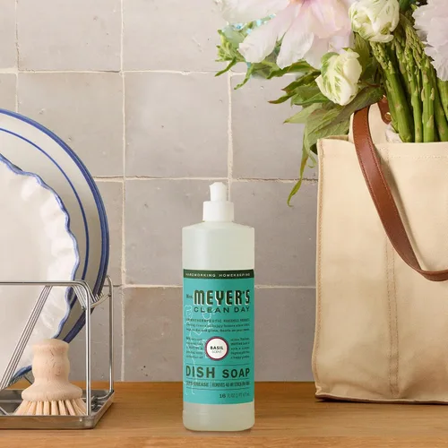 Vista 5 de Mrs. Meyer's Clean Day - Detergente líquido para platos, aroma a albahaca, fórmula biodegradable, 16 fl oz