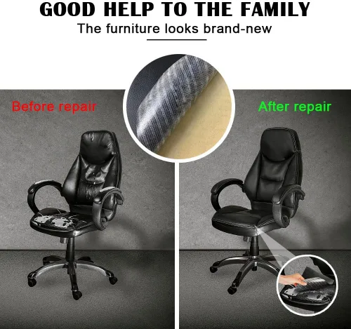 Vista 3 de Cinta de reparación de cuero grande de 20 x 55 pulgadas, parche de reparación de cuero autoadhesivo para sofás, muebles, asiento del conductor