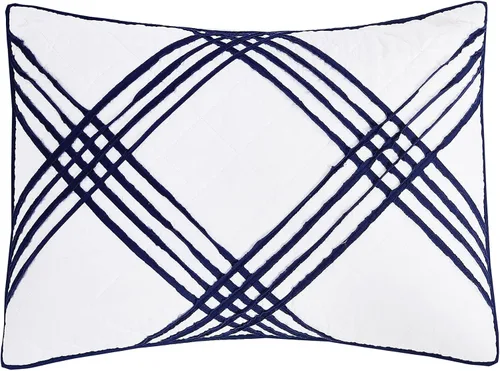 Vista 6 de C&F Home Davey Blue - Juego de edredón de 3 piezas tamaño King, estampado de cruces azules, cabaña, rústico, 100% algodón, ligero, lavable a