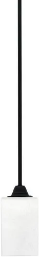 Vista 198 de Toltec Lighting Paramount - Mini colgante de 1 luz en acabado negro mate con cristal de arte perla de 7 pulgadas y estilo negro
