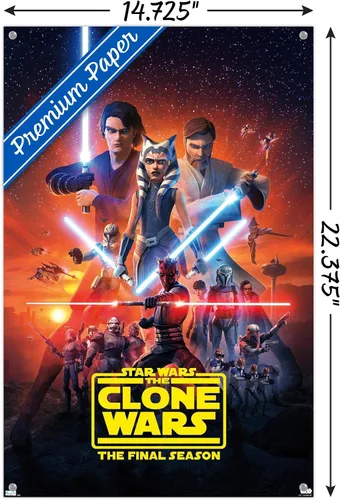 Vista 3 de Trends International Star Wars: The Clone Wars - Póster de pared de arte clave de la temporada 7, 14.72 x 22.37 pulgadas, paquete de póster premium
