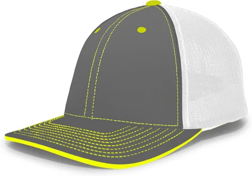Vista 20 de Pacific Headwear Gorra unisex Pacific Headwear Trucker Flexfit® para adultos Grafito/Negro/Negro