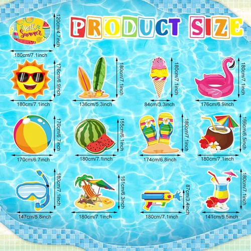 Vista 2 de Pajean 30 espirales colgantes de verano para fiesta en la piscina, decoraciones colgantes de techo de verano, decoraciones de remolinos colgantes