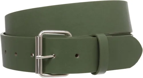 Vista 10 de Beltiscool 1 1/2" (38 mm) Snap On Plain Leather Jean Belt con hebilla de rodillo Amarillo