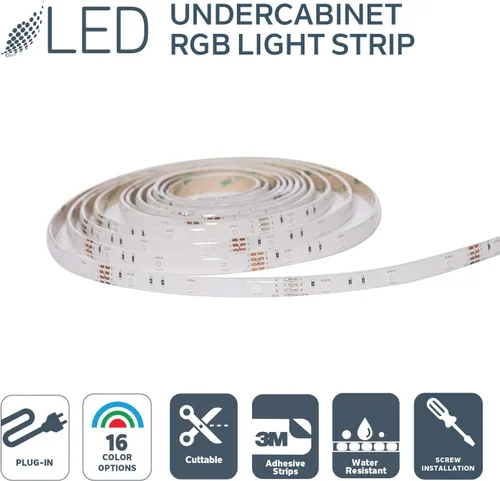 Vista 3 de Tira LED resistente al agua de 13 pulgadas 4M RGB multicolor cortable, kit completo de tiras autoadhesivas y control remoto incluido