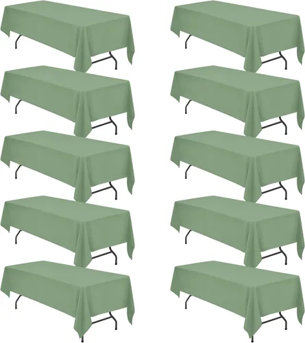 Vista 18 de BRILLMAX - Manteles para mesa rectangular de 6 pies, tela de lino de poliéster, lavable, para boda, recepción, banquete, fiesta de cumpleaños, 60 x