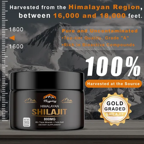 Vista 8 de Shilajit Resina Orgánica Pura del Himalaya - 800mg Resina Shilajit Grado Oro con Ácido Fúlvico y Más de 85 Complejo de Oligoelementos para Energía