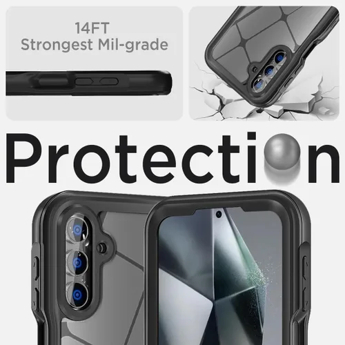 Vista 3 de Miimall Funda impermeable para Samsung Galaxy A15 5G, IP68 bajo el agua, a prueba de caídas de 14 pies, protector de pantalla integrado, a prueba