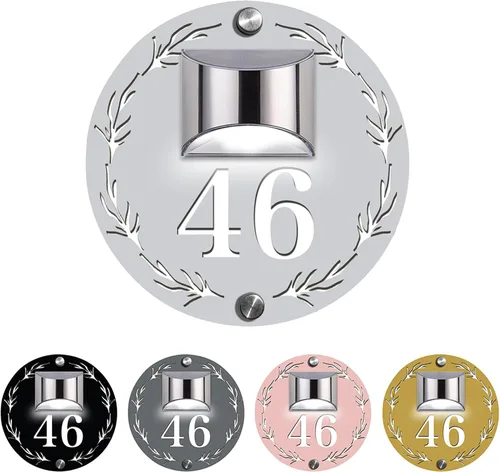 Vista 18 de Placa solar personalizada con números de casa, placa LED moderna para puerta, letrero acrílico para casa de jardín, montaje en la pared para casa