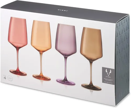 Vista 7 de Viski Reserve Nouveau - Copas de vino coloridas, cristalería de cristal para vinos tintos y blancos, vasos con tallo para regalos de boda