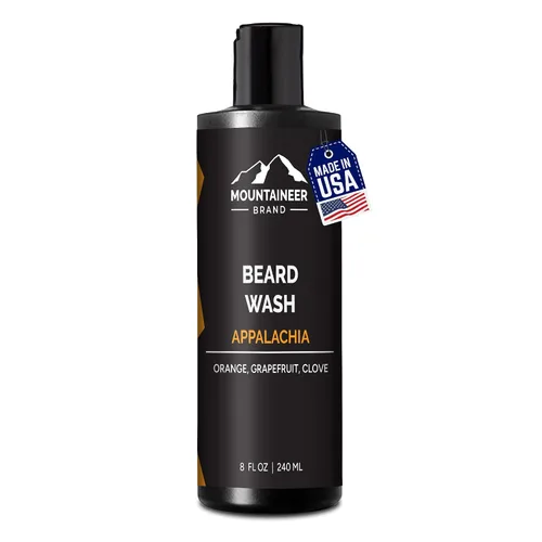 Vista 9 de Mountaineer Brand Lavado de barba para hombres Champú para barba 100% natural Espuma suavizante de limpieza gruesa para cabello y piel Hidrata