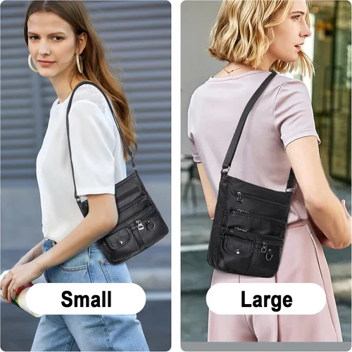 Vista 6 de MINICAT Bolsos cruzados para mujer, bolso cruzado con múltiples bolsillos, de cuero suave, bolso cruzado para mujer, bolsos de hombro pequeños