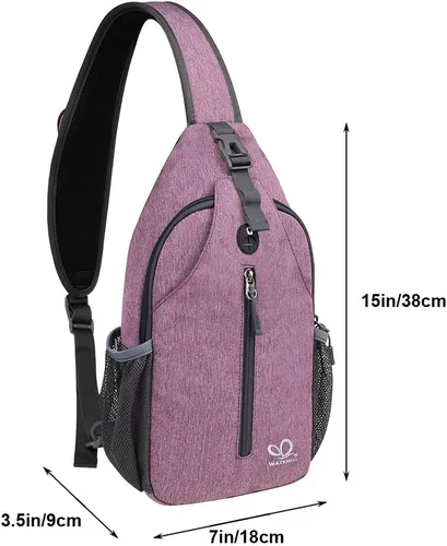 Vista 158 de Waterfly - Mochila cruzada tipo bandolera para viajes y caminatas, bolsa de pecho, Gris, talla única