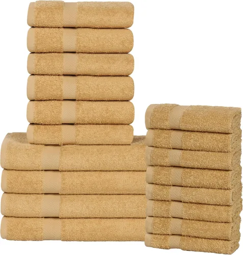 Vista 27 de Superior Juego de toallas surtidas de algodón de 18 piezas, incluye 8 toallas faciales, 6 manos y 4 toallas de baño, artículos esenciales