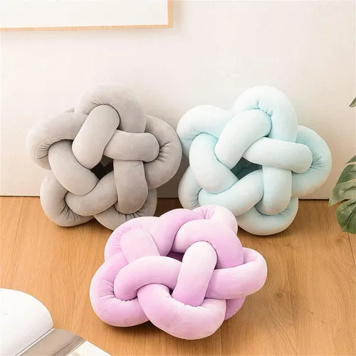 Vista 4 de chislim Bolas de almohada, almohada redonda con nudo hecho a mano, almohadas redondas de felpa decorativas para el hogar, para sofá, dormitorio