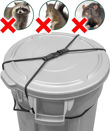 Vista 2 de Encased Bloqueo para botes de basura para animales/mapaches, cuerda elástica de nailon resistente y grande para exteriores