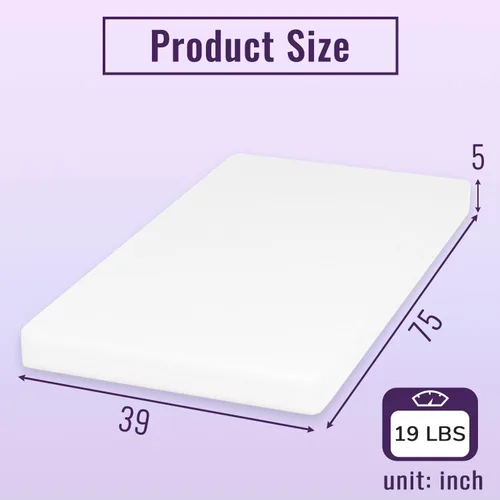 Vista 2 de PayLessHere Colchón de espuma viscoelástica de 5 pulgadas, colchón con infusión de carbón de bambú de gel de enfriamiento, colchones de firmeza