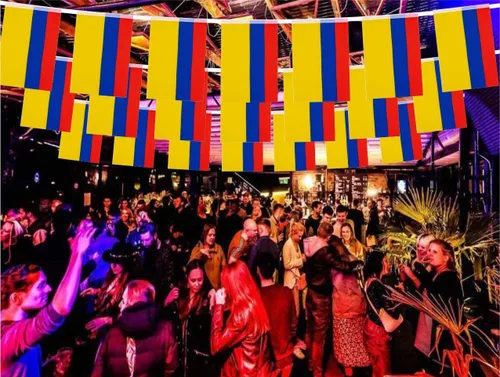 Vista 6 de Paquete de 2 banderines de bandera de Colombia, mini banderines colombianos para decoración de interiores y exteriores