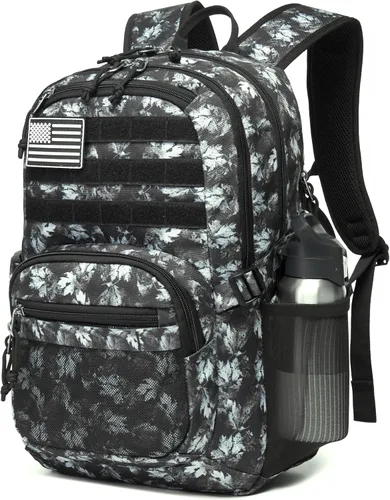 Vista 11 de Wotony Mochila táctica militar para hombres, bolsa de asalto de 3 días con sistema Molle para aventuras al aire libre (negro, 25L)