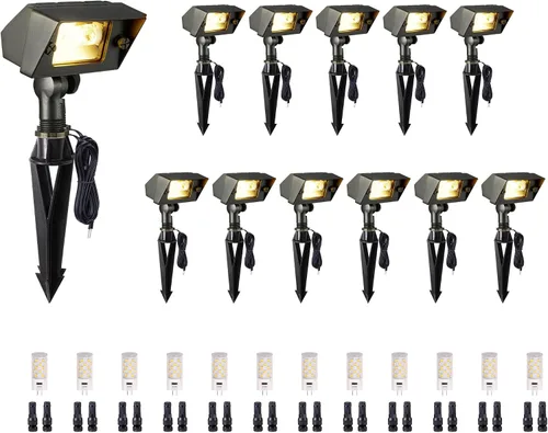 Vista 34 de Gardenreet Luz de Inundación de Latón Sólido - Iluminación de Lavado de Pared LED de Bajo Voltaje para Paisaje 12V, Impermeable IP65 para Exterior