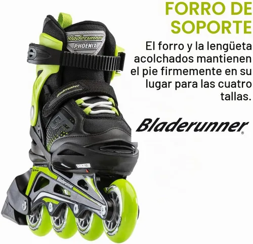 Vista 5 de Bladerunner by Rollerblade Phoenix - Patín en línea ajustable para niños Negro/Azul
