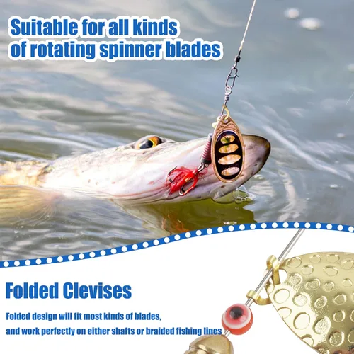 Vista 5 de Clevis de pesca Easy Spin Spinner Clevis, 120 piezas de eslabones de latón en forma de U, hoja giratoria para señuelo, cuchara de pesca, accesorios