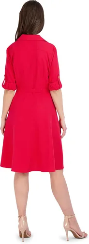 Vista 3 de Sharagano Vestido camisero con botones en la parte delantera y mangas enrollables para mujer