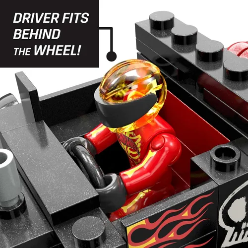 Vista 5 de MEGA Hot Wheels Monster Trucks Set de Construcción de Vehículos Juguetes, Carrera de Choques y Destrucciones Bone Shaker con 151 Piezas, 1 Mini