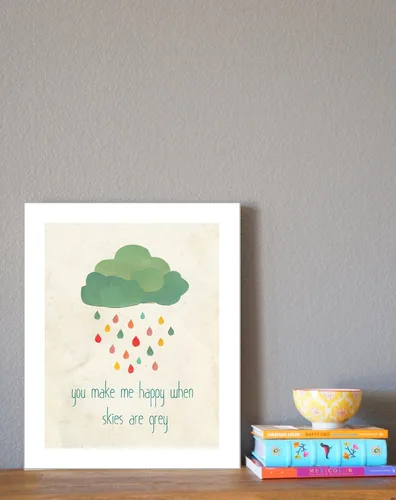 Vista 2 de Arte de pared infantil "When Skies are Grey" de 11 x 14 pulgadas para habitación de niños, niñas o bebés, decoración temática de la naturaleza