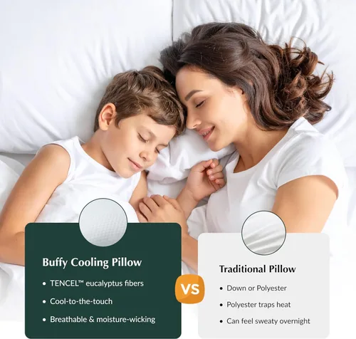 Vista 3 de Buffy Cloud Cooling Pillow - Almohada de espuma ajustable de 2ª generación, hielo frío toda la noche, certificado CertiPUR-US®, funda lavable
