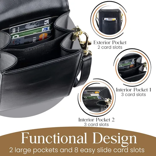 Vista 4 de Classico - Bolso cruzado pequeño para mujer, bolso cruzado para teléfono, tarjetas, accesorios
