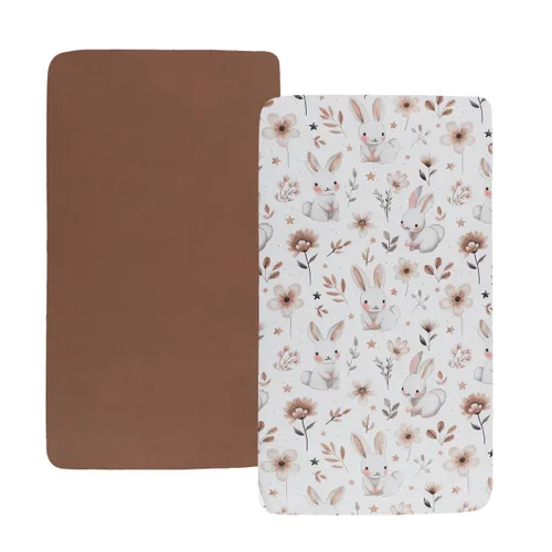 Vista 25 de Juego de sábanas de moisés, paquete de 2 sábanas bajeras ajustadas, elásticas ultra suaves, para colchón de cuna rectangular ovalada de reloj