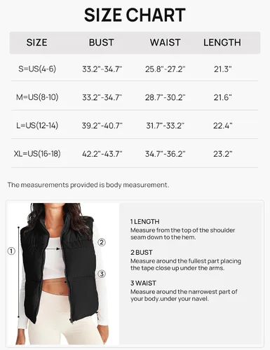 Vista 6 de MEROKEETY Chaleco acolchado para mujer, cuello alto, con cremallera, sin mangas, con bolsillos