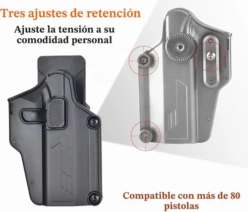 Vista 5 de Funda universal para pistola, funda de transporte con cinturón abierto para más de 80 pistolas, funda táctica OWB para Glock/Sig