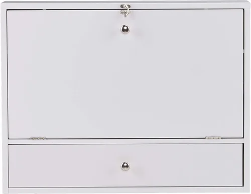 Vista 4 de SEI Furniture Willingham - Escritorio plegable para montaje en pared, color blanco