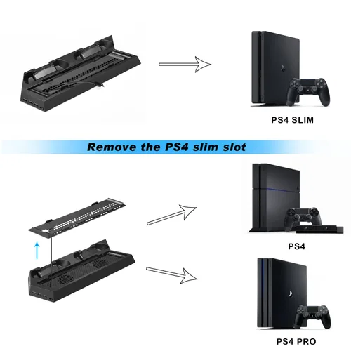 Vista 2 de PS4 Universal Controller Charger KINGTOP PS4PS4 ProPS4 Slim Fan Cooler Vertical Stand Dual Charging Station