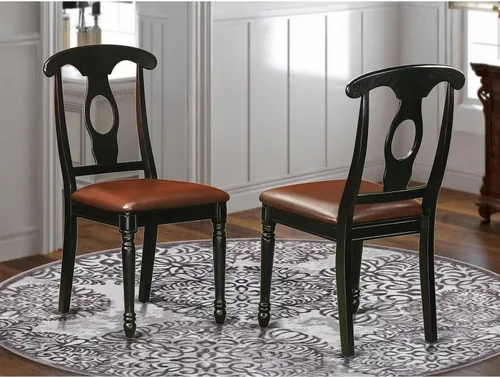 Vista 2 de East West Furniture KEC-BLK-LC Kenley - Juego de 2 sillas de comedor tapizadas de piel sintética, color negro