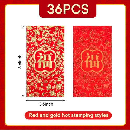 Vista 2 de VGOODALL Sobres rojos de año nuevo chino, paquetes rojos Hong Bao 2026, sobres de regalo de dinero de la suerte para el año lunar chino, festival