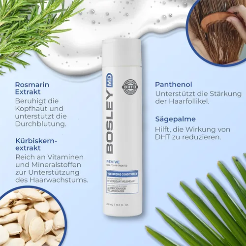 Vista 3 de BosRevive - Acondicionador voluminizador para un cabello notablemente adelgazante, sin tratamiento de color, palma enana americana con bloqueo