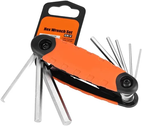 Vista 8 de Llave hexagonal plegable, juego de llaves hexagonales de acero inoxidable para pernos para bricolaje (cabeza plana)
