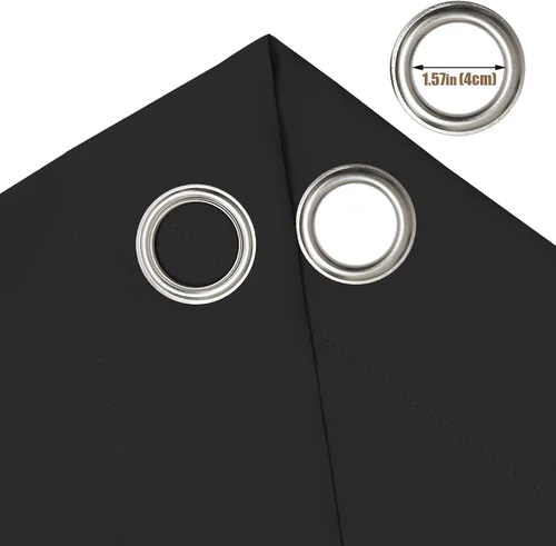 Vista 6 de Inherent Fire Retardant Blackout Curtains, Grommet Top, NFPA 701 Certified Flame Resistant Drape, FR Window Curtains for Classroom, 2 Panels, Black