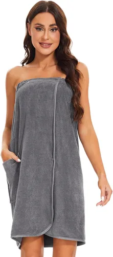 Vista 5 de Knuffnee Toalla de baño para mujer, bata de baño para spa, bata de baño ajustable con cierre a presión
