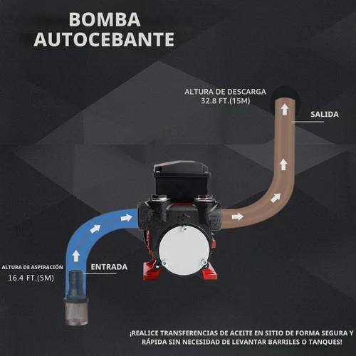 Vista 5 de Trupow Bomba extractora de transferencia de combustible eléctrico de autocebado para diesel, queroseno y aceite de 110V CA 15GPM