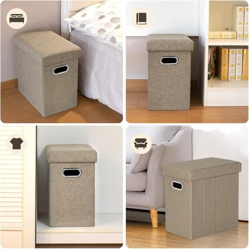Vista 8 de COSYLAND Otomana con almacenamiento plegable de tela, reposapiés otomano para habitación, muebles plegables pequeños y altos con asas de tapa, 16.5