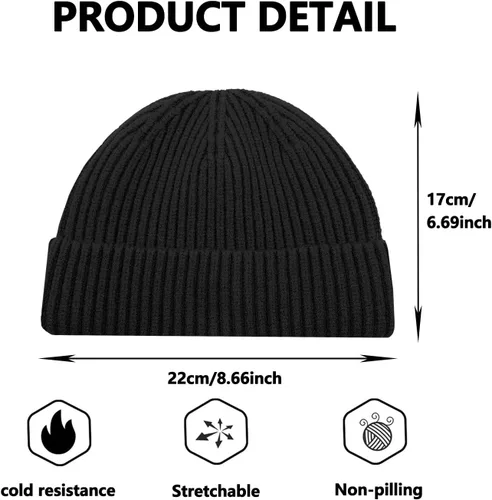 Vista 4 de Gorro de pescador para hombre, gorro de arrastrero de punto corto para hombres y mujeres
