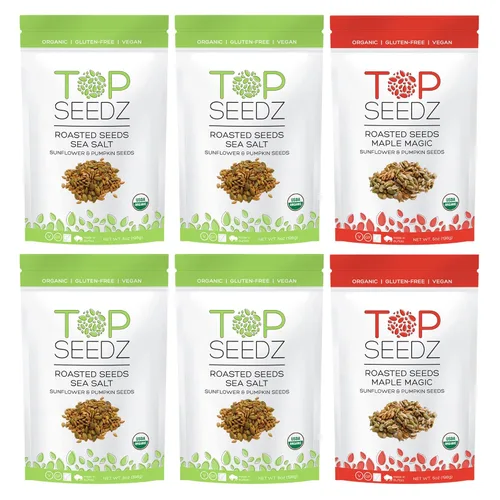 Vista 9 de Top Seedz Semillas tostadas mágicas de arce vegano sin gluten certificadas orgánicas, paquete de 2, 6 onzas, hechas de semillas de girasol